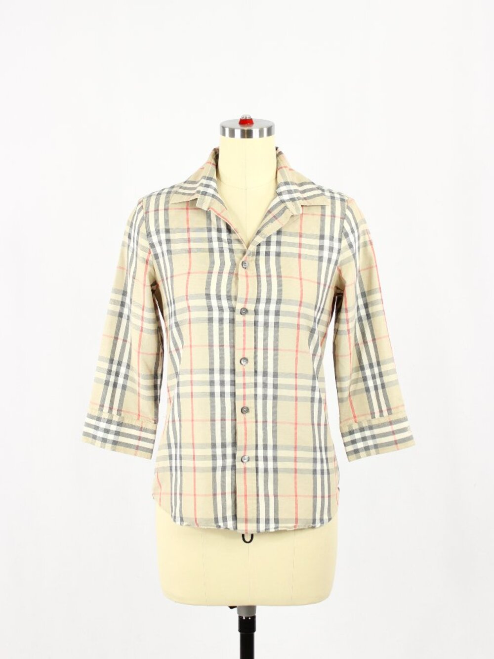 BURBERRY Nova Check 100% Cotton Slim Fit Button Up Shirt, Size XS
